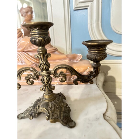 Vintage Italian Candelabra, 3 Lights Candle Holder From Loire Valley - Picture 2 of 3